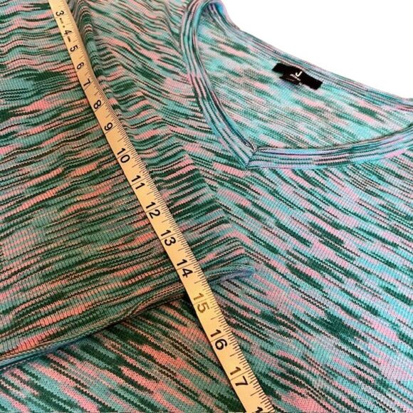 Jason Wu V-Neck Sweater Space Dye Teal Green Pink Size Large - Picture 10 of 10